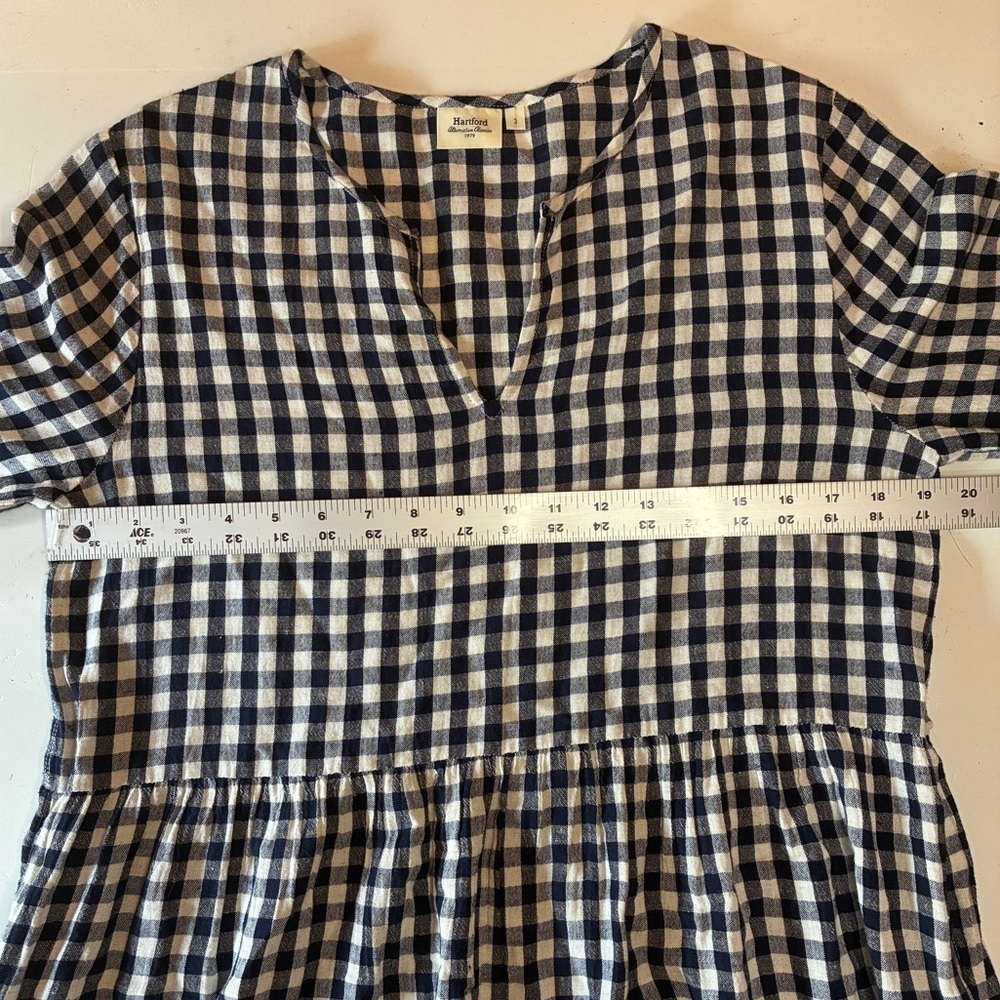 Hartford NWOT Rain Woven Dress, Blue Gingham, French Size 3 Large, Bell Sleeves - Picture 10 of 10